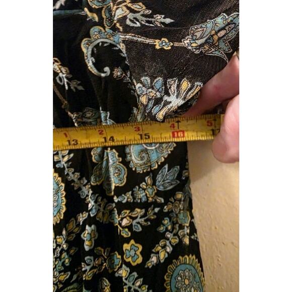 Y2K Flowy Paisly Print Top Square Neck Flutter Sleeve Size PL Apt. 9 Baby Doll - Picture 5 of 5